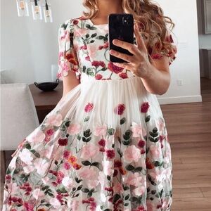 Floral Embroidered White Dress
